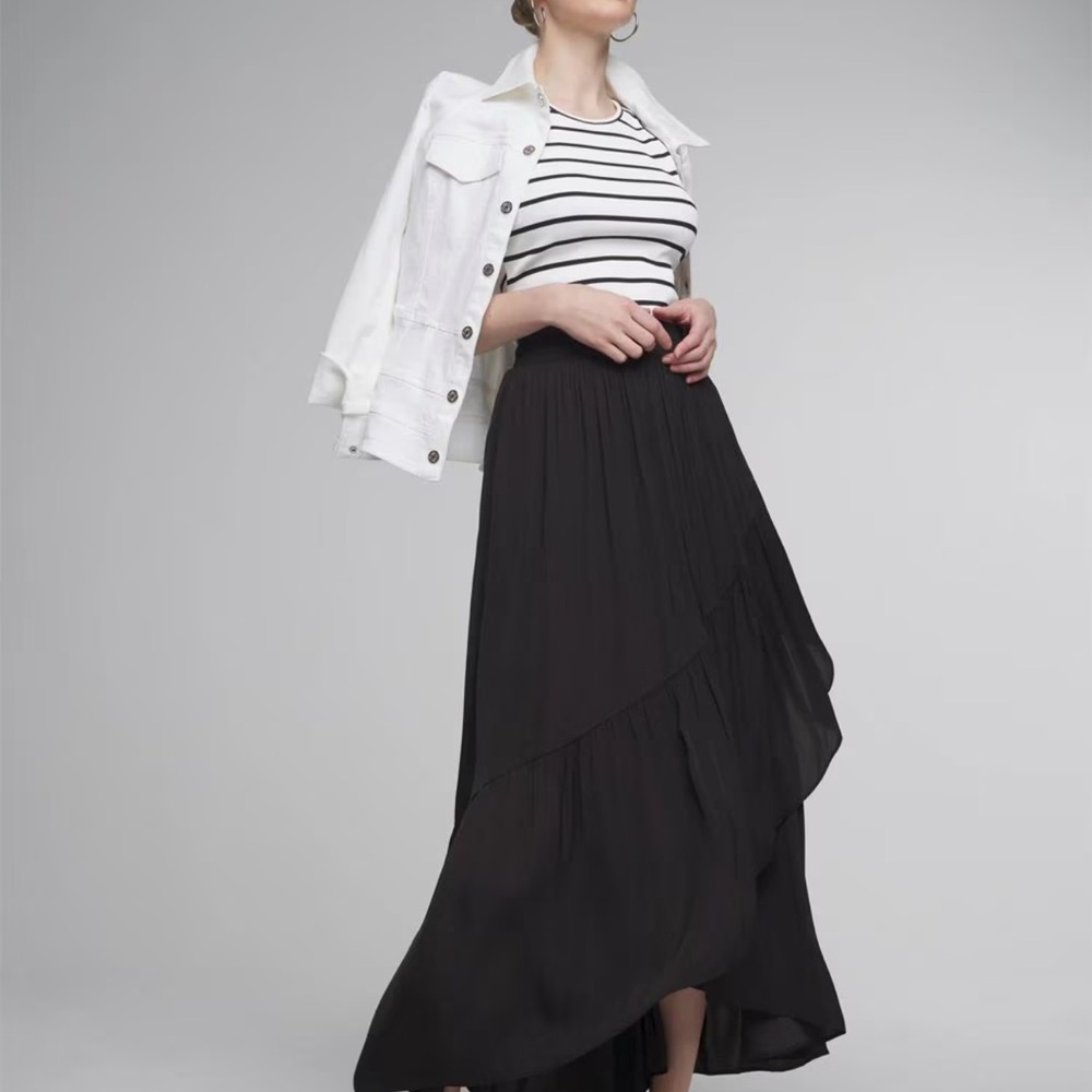 White House Black Market Black Maxi A-Line Skirt
